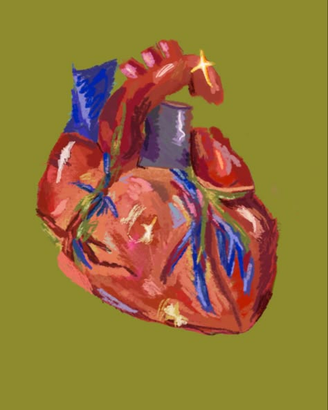 Realistic heart ilustration l Ig @trancenit Realistic Heart Reference, Realistic Heart Painting, Heart Realistic, Realistic Heart, Card Inspo, Painted Hearts, Heart Painting, Romantic Gestures, Playing Card