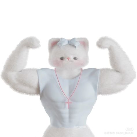 save + follow .𖥔 ݁ ˖ Muscle Cat Funny, Muscle Cat Drawing, Buff Cat Drawing, Kitten Icon, Kawaii Soft Aesthetic, Cat Muscle, Men Anatomy, Buff Cat, Gym Png