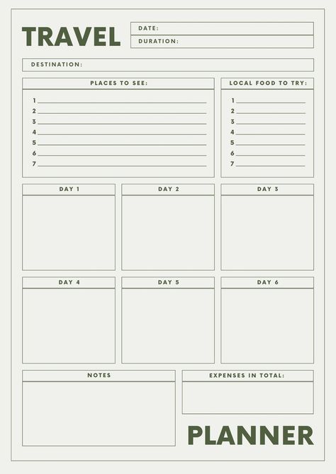 Modern Bold Travel Itinerary Planner - Templates by Canva Weekend Planner Template, Travel Journal Template, Trip Planner Template, Itinerary Template Free, Vacation Itinerary Template, Vacation Planner Template, Weekend Planner, Travel Template, Travel Itinerary Planner