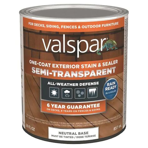 Valspar Neutral Base Semi-Transparent Exterior Wood Stain and Sealer (1-Quart) in the Exterior Stains department at Lowes.com Method Soap, Stain Guide, Deck Stain, Semi Transparent Stain, Exterior Wood Stain, Mildew Stains, Exterior Stain, Staining Deck, Wood Dog