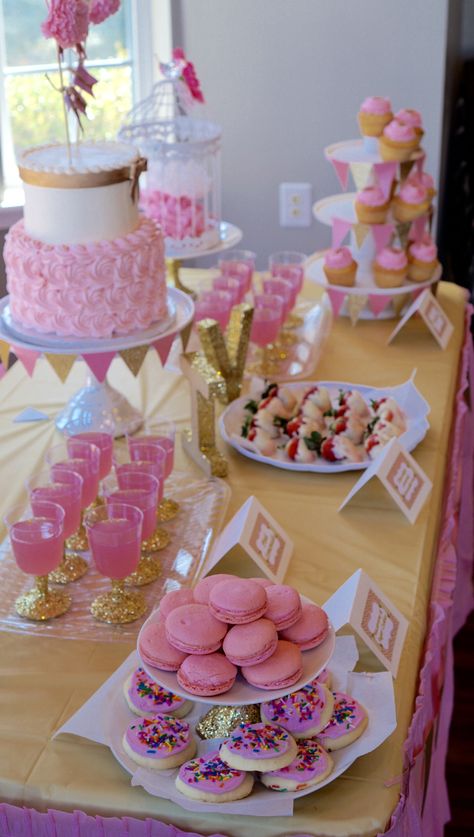 Pink Princess Dessert Table, Pretty In Pink Dessert Table, Treats For Party Table, Barbie Theme Dessert Table, Princess Dessert Table Ideas, Pink Treat Table Ideas, Princess Party Dessert Table, Barbie Dessert Table Ideas, Sweet One Dessert Table