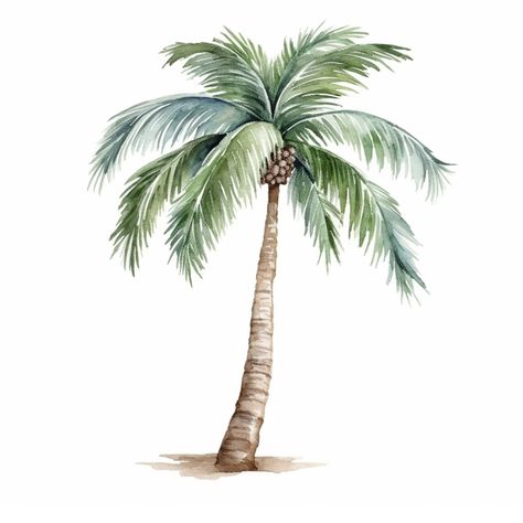 Simple Palm Tree Painting, Vintage Palm Tree Illustration, Palmier Aesthetic, Palm Tree Clip Art, Palm Tree Aesthetic, Palm Tree Watercolor, Tree Watercolour, Palm Tree Photo, Palm Tree Illustration