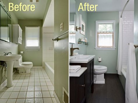 Before And After Photos Of Bathroom Renovations From Old Simple To New Elegant Trend One / Bathroom Bathroom Makeovers On A Budget For Guest And Small Bathroom Ideas Makeover Kamar Mandi, Cheap Bathroom Remodel, Small Bathroom Renovations, Cheap Bathrooms, Decor Ikea, Small Remodel, Bathroom Color, Apartment Bathroom, Simple Bathroom