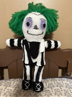 The Perfect Stitch...: Beetlejuice Doll Crochet Beetlejuice, New Stitch A Day, Crochet Hedgehog, Diy Gifts To Make, Crochet Triangle, Knitting Blogs, Lovey Blanket, Shawl Patterns, Bobble Stitch