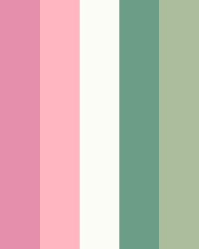 Vintage Pink Green Color Scheme, Hexadecimal Color, Green Name, Pink Names, Colors Schemes, Green Color Schemes, Colors Palette, Green Colour Palette, Colour Inspiration