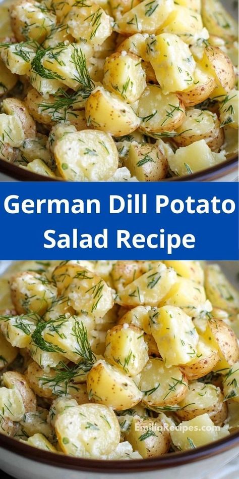 Need salad recipes for dinner? This German Dill Potato Salad recipe is among the best dinner recipes for family. It’s easy to make and a favorite among potato salad recipes with a dill twist. Dill Potato Salad Recipe, Dill Potato Salad, Dill Potato, Potato Salad Recipes, German Potato Salad Recipe, Potatoe Salad, Dill Potatoes, Dill Recipes, Gourmet Salad