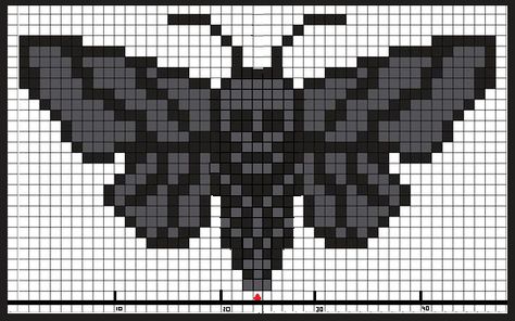 Skull Pixel Art Grid, Melty Bead Designs Small, Mothman Pixel Art, Moth Pixel Art Grid, Moth Perler Bead Patterns, Tapestry Crochet Easy, Moth Alpha Pattern, Crochet Graph Patterns Aesthetic, Spooky Perler Bead Patterns