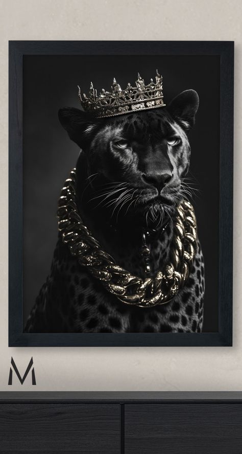 Crowned Black Panther Dark Background Panther Decor Black and White Panther Wall Art Majestic Wild Cat - Etsy UK Black Panther Photography, Panther Decor, Panther Wall Art, Black Background Art, White Panther, Black Panther Cat, Panther Pictures, Royalty Art, Cheetah Face