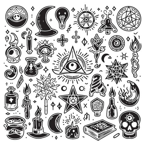 Download this Premium Vector about Magic icons doodles outlines set Magic icons doodles outlines set Hand drawn doodle sketch style, and discover more than 15 Million Professional Graphic Resources on Freepik Spiritual Doodles, Witchy Icons, Magic Doodle, Astrology Symbols, Sketch Style, Tattoo Flash Art, Elegant Tattoos, Business Card Maker, Mini Drawings