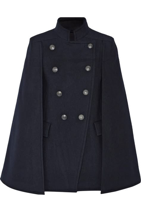 Double-Breasted Felt Cape - $633 Mantel Cape, Wool Cape Coat, Cape Fashion, Cape Jacket, Wool Poncho, Wool Cape, Capes For Women, Mode Chic, Pierre Balmain