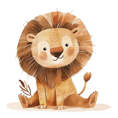 watercolour baby lion illustraion Illustration Character Design Animal, Lion Cute Illustration, Lion Cartoon Illustration, Baby Lion Drawing, Cute Lion Drawing, Watercolour Lion, Lion Watercolor, Watercolour Animals, Safari Nursery Art