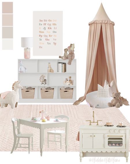 Girls Toy Room Ideas, Girl Toddler Playroom, Blush Playroom, Girls Playroom Decor, Play Room Girls Small, Girly Playroom Ideas, Baby Girl Playroom Ideas, Toddler Girl Playroom Ideas, Playroom Ideas Girl