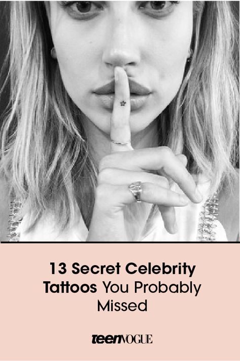 Small Celebrity Tattoos, Secretive Tattoos, Hayley Bieber Tattoo, Celebrities Tattoos Women, Famous People Tattoos, Celeb Tattoos Women, Female Celebrity Tattoos, Secret Tattoos For Women, Celeb Tattoos