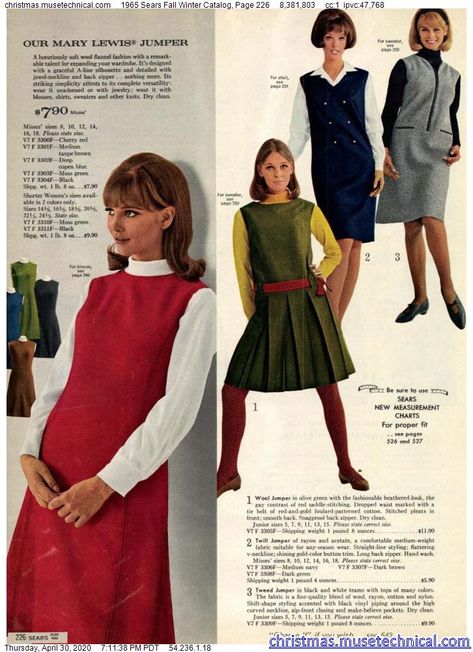 1965 Sears Catalog, 60s Sears Catalog, 1960s Catalog, 1965 Fashion, Late 60s Fashion, 1960s Women, 1960s Fashion Women, Fashion Eras, 1970 Fashion