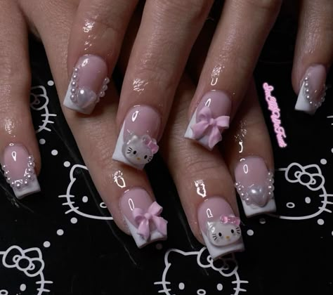 Hello kitty nails #zicxa-photos #zicxa #images #background #wallpaper #freepik #shutterstock #VN Hello Kitty Nails Art, Adorable Nails, Hello Kitty Nail, Kitty Nail, Future Nails, Kitty Nails, Romantic Nails, Girly Acrylic, Hello Kitty Nails