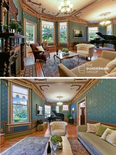 Interior of an exquisite Queen Anne Victorian house originally built in 1886. The house was complete remodeled to include stylish, modern upgrades. Looking for interior design inspiration? Planning to buy your dream home? CLICK HERE to see more beautiful homes. #TheGundermanGroup #EastBay #Alameda #QueenAnneVictorian (Photo credits: www.OpenHomesPhotography.com) 1920s Home Interior Victorian, Modern Victorian House Interiors, Modern Queen Anne House Interior, Victorian Beach House Interior, Queen Anne Style Interior, Queen Anne Interior Design, 1880s House Interior, Queen Anne Modern Interior, Old Modern House Interior Design