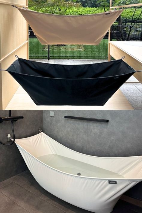 Bathtope is Portable Fabric Bathtub You can Set up Anywhere Collapsible Bathtub For Adults, Diy Portable Bathtub, Camper Bathtub, Diy Portable Toilet, Bath House Outdoor, Outdoor Bathtub Ideas, Sauna Aesthetic, Portable Tub, Bathroom Luxurious