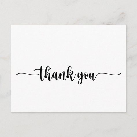 Minimalist Calligraphy Thank You Postcard Size: ' ' Postcard. Color: black. Gender: unisex. Age Group: adult. Material: Matte. Thank You Font Design, Thank You Brush Lettering, Thank You In Calligraphy, Thank You Font Calligraphy, Thank You Script, Thank You Writing Fonts, Thank You Lettering, Simple Thank You Card, Thank You Calligraphy