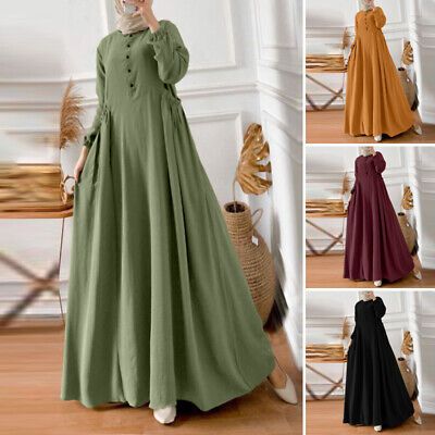 Great shopping ideas for ZANZEA Womens Muslim Long Sleeve A Line Plain Cocktail Evening Swing Maxi Dress, Women's Dresses Valentines Day Looks, Long Ruffled Dress, Nursing Maxi Dress, Full Sleeves Dress, Hyper Feminine, Conservative Fashion, Flowy Dresses, Long Dress Design, Islamic Dress