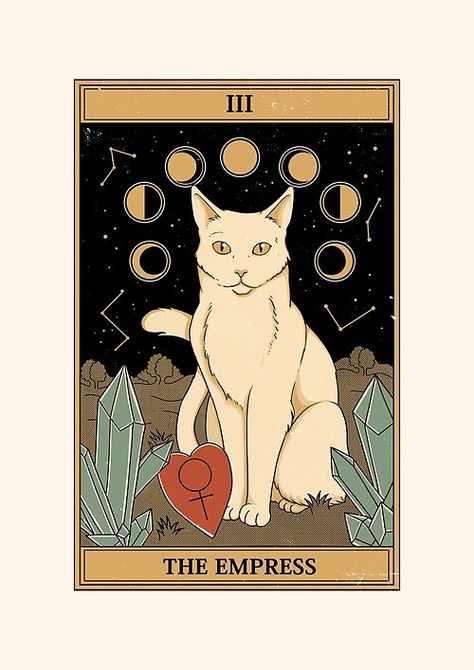 Empress Tarot Card, Empress Tarot, Witchy Wallpaper, Tarot Cards Art, Modern Wall Art Canvas, Tarot Art, Cat Posters, The Empress, Retro Prints