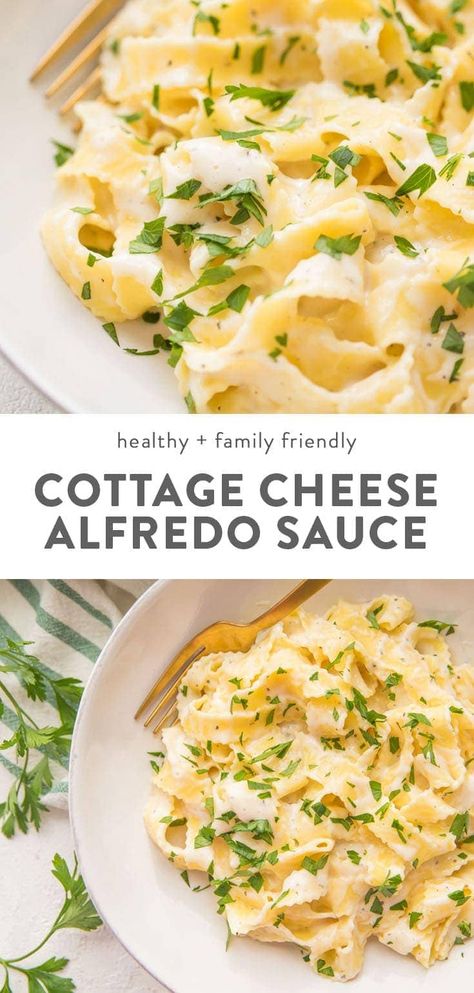 Cottage Cheese Alfredo Sauce, Cottage Cheese Alfredo, Cheese Alfredo Sauce, Cottage Cheese Recipes Healthy, Queso Cottage, Creamy Pasta Sauce, Cottage Cheese Recipes, Alfredo Sauce Recipe, Food Meals