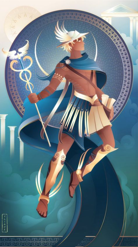 ☼ Yliade ☾ on Twitter: "~Poseidon, god of the sea, storms, earthquakes and horses. ~ Hermes, Greek god of trade, thieves, athletes, travel, language and messenger to the gods. :) #Hermes #poseidon #drawing #artwork #artist #mythology #Greek #History #esoterism #tarot #art #pantheon #illustration… https://t.co/p2JLOm6c1K" Hermes Mythology, Greek Goddess Art, Greek Pantheon, Greek Mythology Gods, Dibujos Percy Jackson, Roman Gods, Greek Gods And Goddesses, Greek And Roman Mythology, Greek Mythology Art