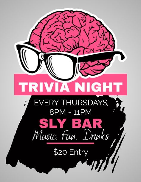 410 customizable design templates for ‘trivia night’ Trivia Night Theme Ideas, Trivia Poster, Trivia Night Flyer, Trivia Games For Adults, Bar Music, Social Media Posting Schedule, Trivia Night, Gaming Banner, Social Media Schedule