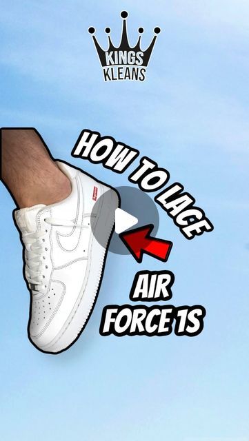 KINGS KLEANS SHOE CLEANING AND REPAIR SERVICE on Instagram: "HOW TO LACE NIKE AIR FORCE 1s 🔥 SAVE FOR LATER AND FOLLOW FOR MORE TIPS ✅  👟✨ The ultimate ASMR tutorial! 🎥  Step-by-step, we’ll guide you through the process of lacing your Air Force 1s for that effortlessly loose look. Share it with your friends for some lace-up inspo! 💫   Don’t forget to hit that follow button for more sneaker care tips, insider sneaker culture knowledge, and exclusive content on keeping your kicks fresh! 🔥   #sneakerHacks #SneakerSecrets #ExpertTips #ShoeRestoration #Sneaker #jordan #airforce1 #asmr #satisfying #howtolace" Sneaker Jordan, Shoe Cleaning, Sneaker Culture, Nike Air Force 1s, Air Force 1s, Follow Button, Save For Later, Air Force Ones, Clean Shoes