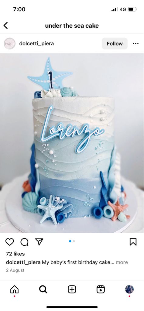 Blue Whale Birthday Theme, Ocean Cake Ideas Simple, One Der The Sea First Birthday Boy, Under The Sea Birthday Cake Boy, Ocean Themed Baby Shower Boy, Under The Sea Baby Shower Cake, Under The Sea Birthday Party Cake, Ocean Baby Shower Cake, Sea Creature Cake