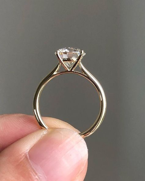 Round Cathedral Engagement Ring, Engagement Ring Settings Round, Round Yellow Gold Engagement Ring, Golden Engagement Ring, Cathedral Setting Engagement Ring, Unique Solitaire Engagement Ring, Cathedral Ring Setting, Round Solitaire Ring, Solitaire Engagement Ring Cathedral