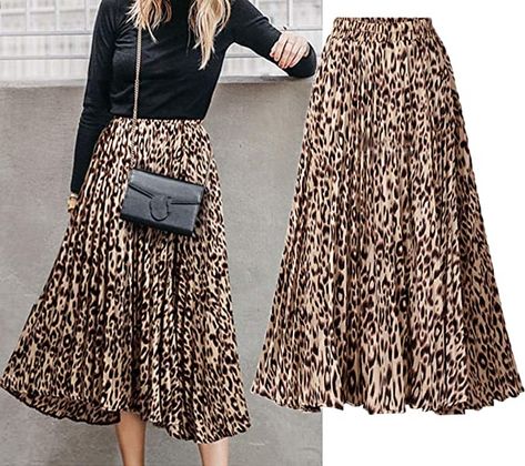 Pleaded Skirt, Long Pleated Skirt, Leopard Print Skirt, Pleated Long Skirt, Trendy Jackets, Leopard Skirt, Long Skirts For Women, Teacher Outfits, Pleated Midi Skirt