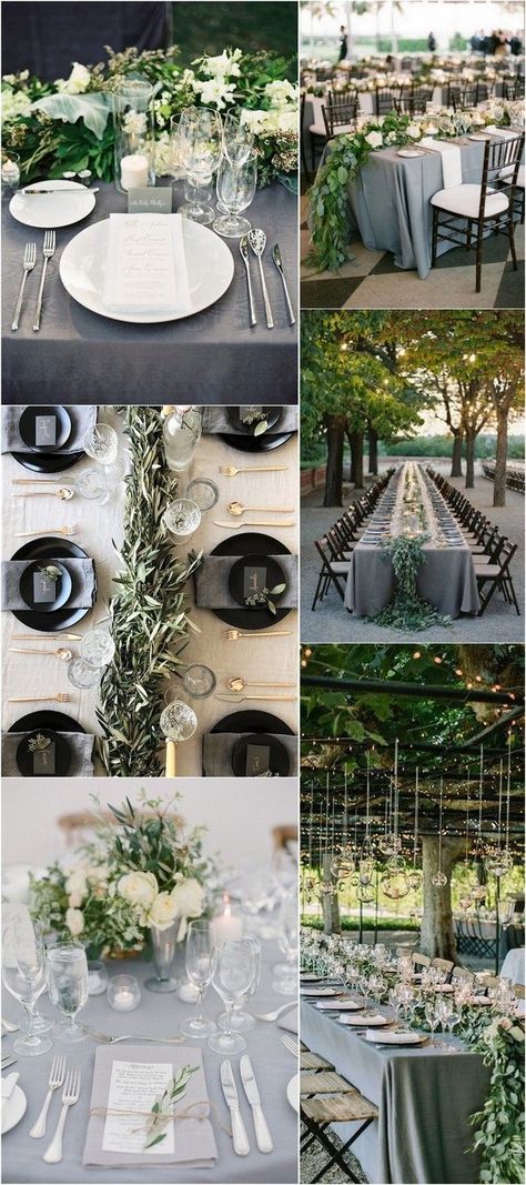 Green And Grey Wedding, Grey Wedding Ideas, Grey Wedding Decor, Grey Wedding Theme, Gray Wedding Colors, Tropical Wedding Flowers, Wedding Color Ideas, Green Themed Wedding, Yosemite Wedding