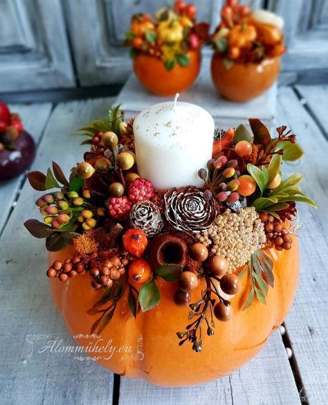 Centerpieces Fall Wedding, Wedding Centerpieces Fall, Pumpkin Floral Arrangements, Modern Fall Decor, Fall Decor Diy Crafts, Pumpkin Arrangements, Fall Table Centerpieces, Menu List, Fall Flower Arrangements