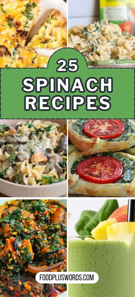 Looking for spinach recipes? Dive into our selection of 25 dishes that celebrate this nutritious green. From healthy breakfast options to hearty dinners, these recipes offer a fresh take on incorporating spinach into your meals. Whether you're a long-time spinach enthusiast or just starting to explore its benefits, you're sure to find something to love among these flavorful creations. Healthy Dinner Recipes Spinach, Lunch Recipes With Spinach, Dishes With Spinach Dinners, Spinach Side Dishes Recipes, Meal Ideas With Spinach, Sides With Spinach, Easy Spinach Recipes Healthy, Recipes Using Spinach Healthy, Meals With Fresh Spinach