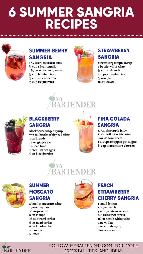 Summer Sangria Recipes Summer Sangria Recipes, Summer Drinks Alcohol, Cocktail Drinks Alcoholic, Yummy Alcoholic Drinks, Mixed Drinks Alcohol, Liquor Drinks, Boozy Drinks, Mixed Drinks Recipes, Sangria Recipes