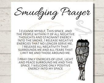 PrettyLittleRituals - Etsy Canada Sage Prayer For Self, Prayers For Sage Cleansing, Spells To Cleanse House, Sage Chants Smudging Prayer, What To Say When Burning Sage, Mantras To Say While Smudging, What To Say When Cleansing With Sage, House Cleansing Spell With Sage, New Year Sage Cleanse