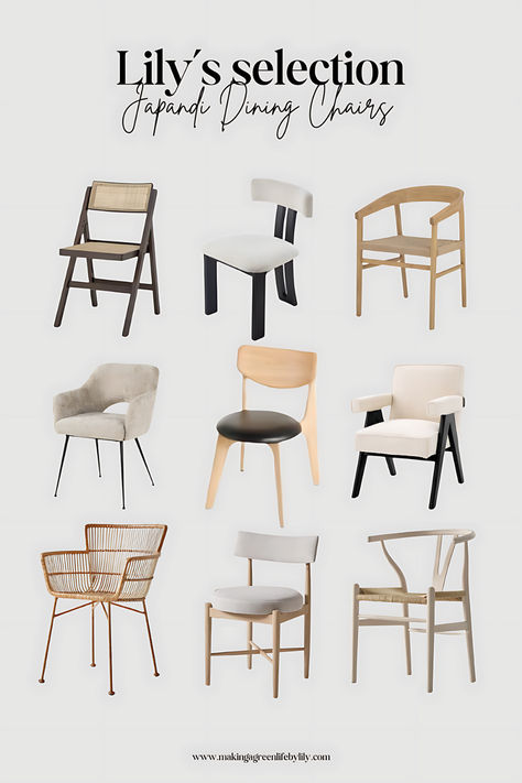 Lily's Japandi Dining Chairs Selection Japandi Dining Room Decor, Japandi Dining Chairs, Japandi Chairs, Japandi Table, Japandi Dining Room Design, Scandinavian Dining Chair, Japanese Simplicity, Japandi Dining Room, Japanese Chair