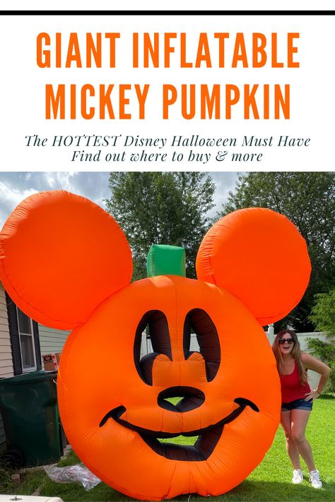 Decorate your yard Disney Style this Halloween with this GIANT Inflatable Mickey Pumpkin Disney Halloween Yard Decorations, Disney Halloween Decorations Outdoor, Halloween Yard Inflatables, Halloween Yard Displays, Disney Fall, Disney Halloween Decorations, Pumpkin Patch Party, Inflatable Pumpkin, Mickey Mouse Pumpkin