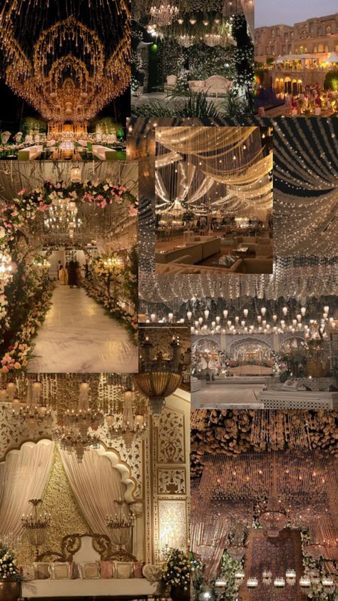 Golden lighting with lots of flowers in a desi wedding reception Desi Wedding Reception, Desi Reception, Nikah Decor, Best Friend For Life, Dream Wedding Reception, Wedding Decor Photos, Dream Wedding Decorations, Desi Wedding Decor, Wedding Planning Decor