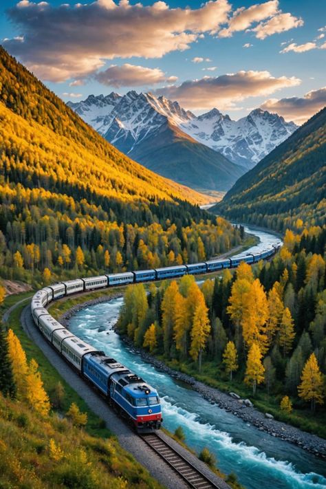 The Most Scenic Train Rides in Russia You Need to Take! Russia Nature, Trans Siberian Railway, Scenic Train Rides, Caucasus Mountains, Lake Baikal, Train Route, Stunning Landscapes, Unique Perspective, Golden Eagle