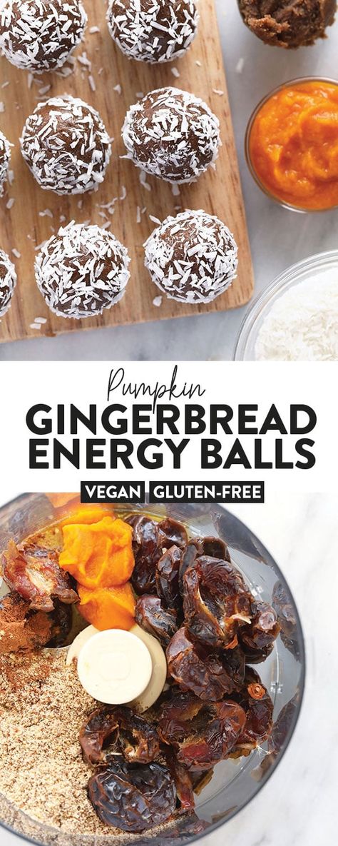 Whip up a batch of these pumpkin gingerbread energy balls during pumpkin pie spice season! They make a perfect healthy fall snack that you can meal prep for the week! Healthy Christmas Baking, Healthy Fall Snacks, Vegan Dessert Bars, Pumpkin Gingerbread, Overnight Oatmeal Recipes, Fall Snacks, Healthy Vegan Desserts, Healthy Fall, Energy Balls