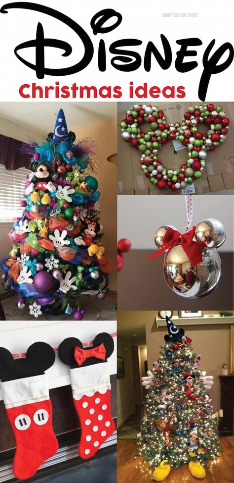 Disney Christmas Ideas - We think it would be fun to create some of our own Disney Christmas decor. So, here are a few ideas to get started! Meme Disney, Disney Christmas Decorations, Disney Christmas Tree, Mickey Mouse Christmas, Mickey Christmas, Disney Decor, Disney Holiday, Disney Diy, Disney Crafts