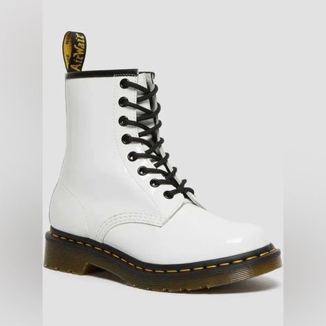 Dr. Martens air wair 1460 women’s white boots White Lace Up Boots, White Dr Martens, White Doc Martens, Doc Marten Boot, Dr Martens White, Heeled Chelsea Boots, Patent Leather Boots, Dr Martens Boots, Chelsea Boots Women