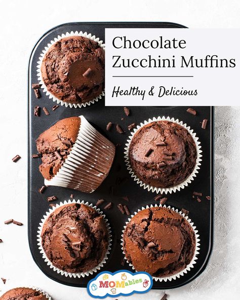 These moist chocolate zucchini muffins are a healthy recipe with no added fat or sugar but are rich in chocolate flavor! Healthy Chocolate Zucchini Muffins, Double Chocolate Zucchini Muffins, Freeze Muffins, Zucchini Muffins Healthy, Toddler Muffins, Zucchini Chocolate Chip Muffins, Zucchini Muffin Recipes, Healthy Muffin, Chocolate Zucchini Muffins