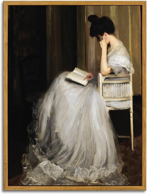 Amazon.com: KBKBART Vintage Wall Decor Art Print, Framed Canvas Wall Art Mid-Century Lady Classical Women Painting Picture, Vintage European Portrait Painting for Bedroom Bathroom Decor Wall Art(9"x11"): Posters & Prints Woman Reading, Reading A Book, A Book, A Woman, Reading, Wall Art, Wall, Art