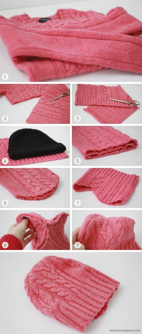 Diy Beanie, Sweater Diy, Haine Diy, Sweater Mittens, Recycled Sweaters, Recycled Sweater, Sew Ins, Old Sweater, Costura Diy