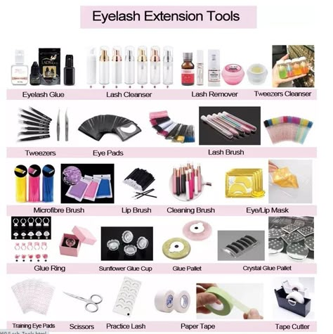 Eyelash Tools Extensions, Eyelash Extensions Equipment, Class Eyelash Extensions, Lash Tray Setup, Lash Starter Kit, Lash Extensions Equipment, Lash Equipment Eyelash Extensions, Eyelash Extensions Supplies, Lash Class Ideas