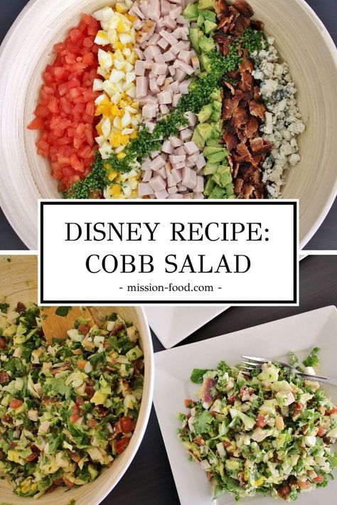 Brown Derby Cobb Salad, Chopped Cobb Salad, Grilled Vegetable Salads, Cobb Salad Recipe, Chopped Salad Recipes, Brown Derby, Simple Vinaigrette, Roasted Chicken Breast, Large Salad Bowl