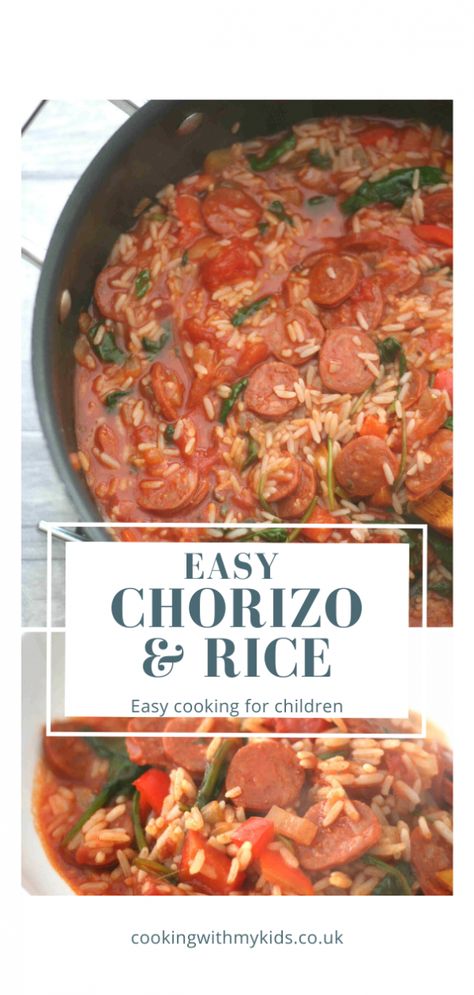 Chorizo And Rice, Kids Friendly Dinners, Chorizo Rice, Easy Thanksgiving Dinner, Cooking With Kids Easy, Kid Friendly Meals Dinner, Chorizo Recipes, Mexican Dinner Recipes, Fussy Eaters