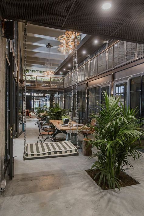 Another Look Inside Kolektif House’s Coworking Space - Officelovin Warehouse Office Design, Industrial Office Space, Coworking Space Design, Commercial Office Design, Industrial Office Design, Office Design Inspiration, Commercial Office Space, Loft Office, Modern Office Space